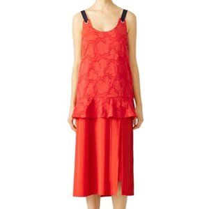 Mother of Pearl - Red Floral Burnout Midi Dress